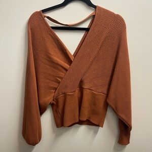Love Tree burnt orange crossover sweater